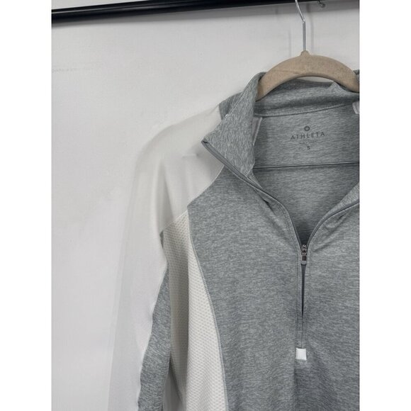 Athleta Running Wild Half Zip Pullover Women Small Silver Grey Athletic Workout - Picture 9 of 11